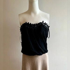 Love Is Love Bustier Crop Strapless Corset Crop Top Black Size XS